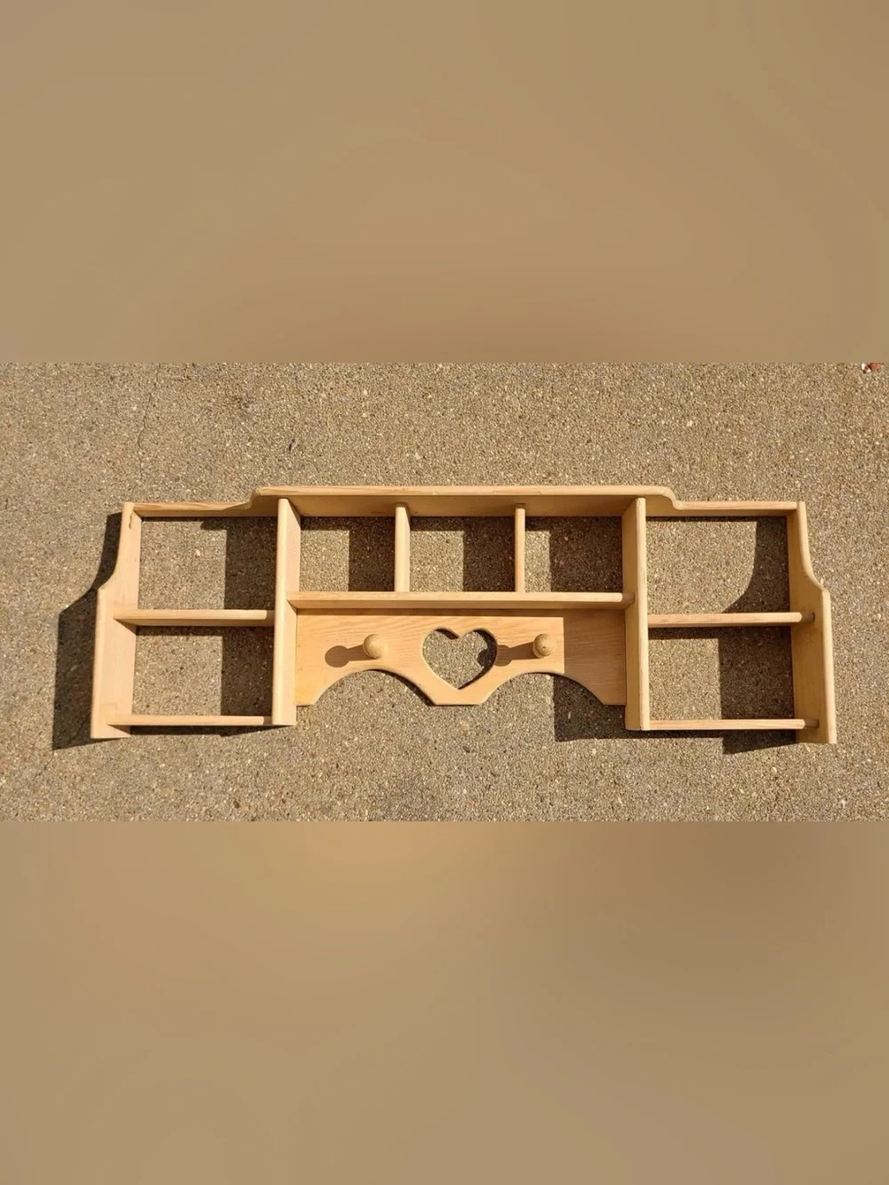 Natural Wood Heart Hook Wall Rack - Unbranded